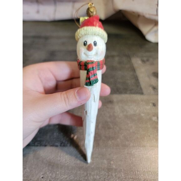 Enesco snowman icicle smile scarf ornament Xmas decor - Picture 1 of 8